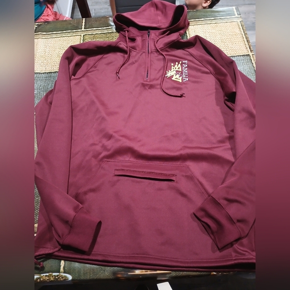 Men's Burgundy Zip Up Sweater XL - Picture 2 of 9